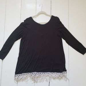Black blouse with fringe